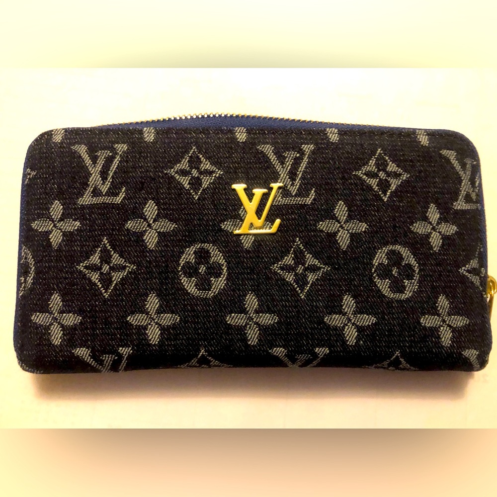 Blue Denim LV Zippered Wallet NWOT